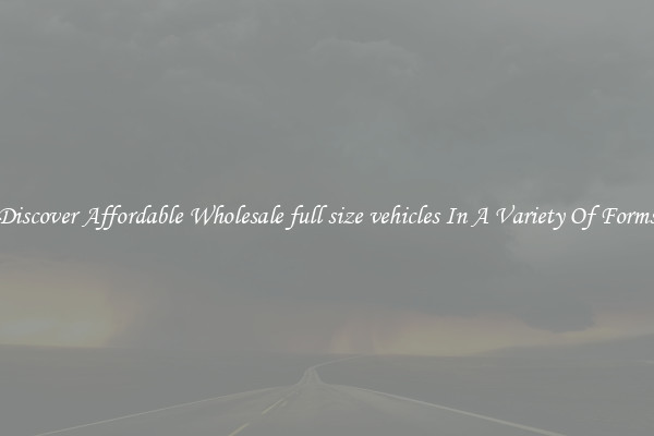 Discover Affordable Wholesale full size vehicles In A Variety Of Forms