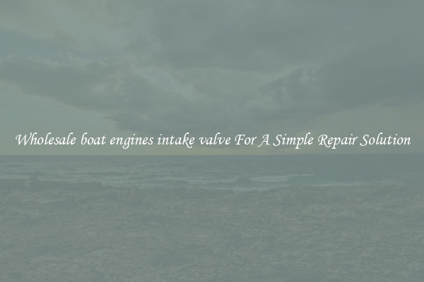 Wholesale boat engines intake valve For A Simple Repair Solution